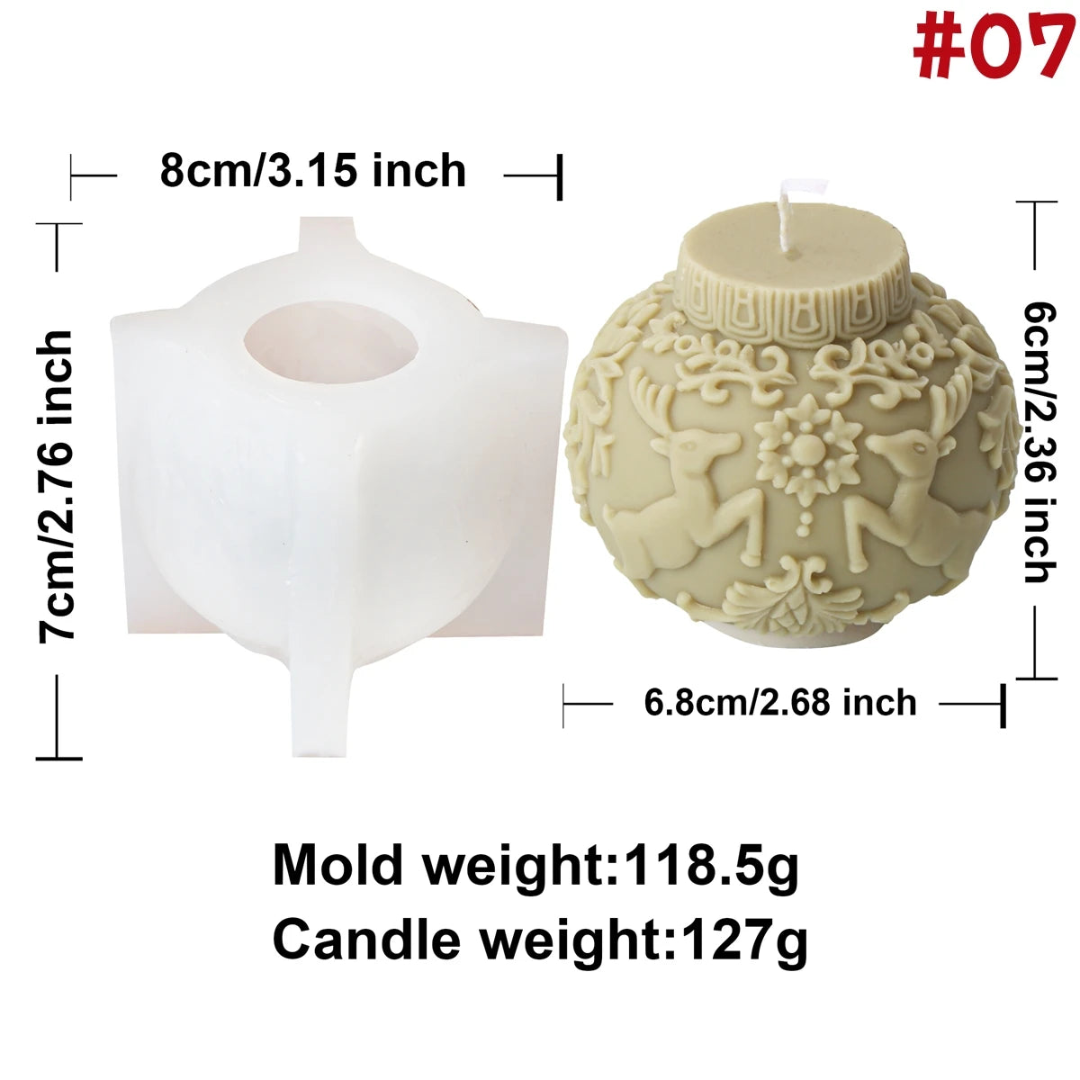 3D Christmas Ball Candle Mold – Silicone Embossed Lantern Mold for DIY Crafts