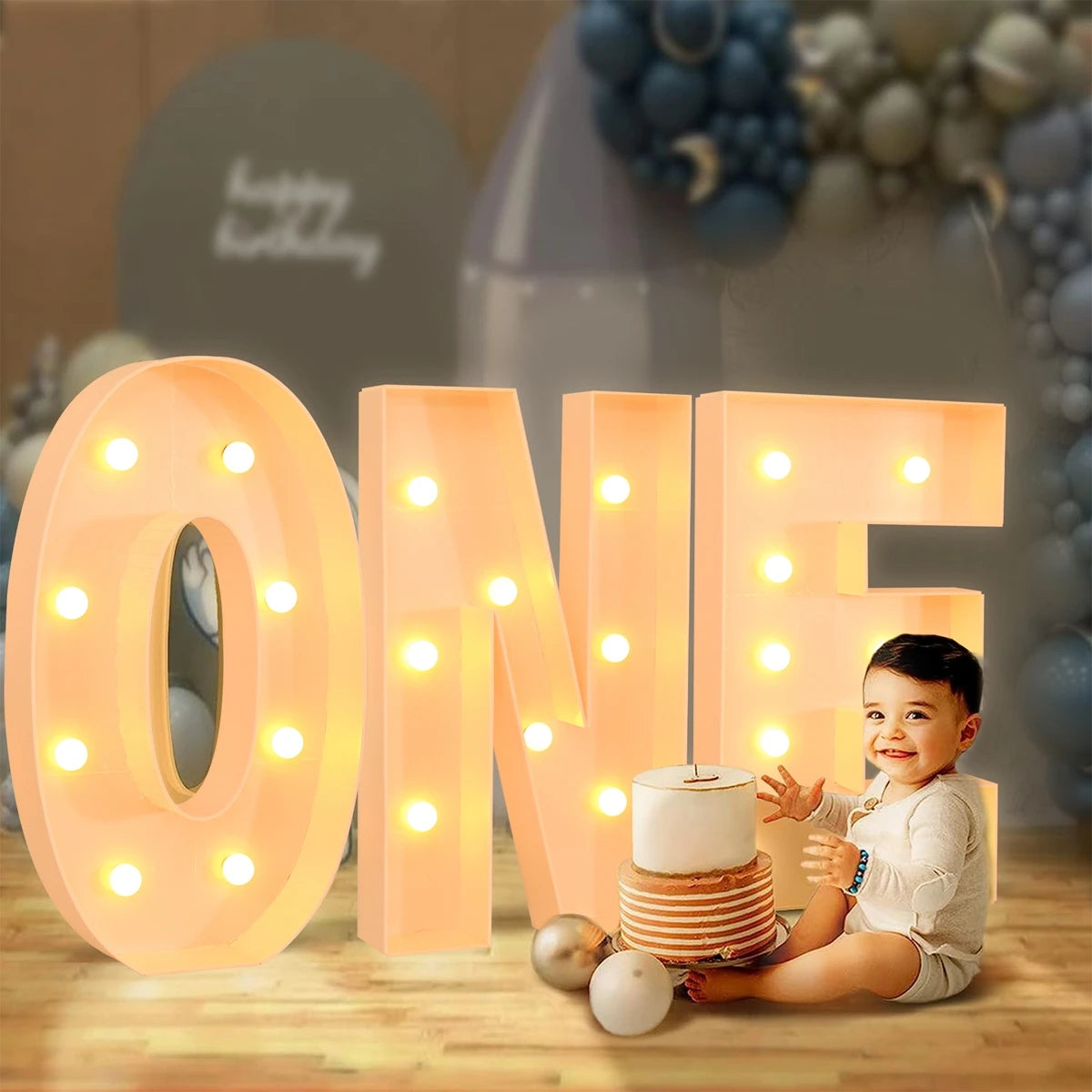 91.5CM Giant LED Letter Light Box – DIY Name Balloon Frame for Party Décor