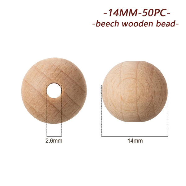TYRY.HU Wooden Round Beads – 20–100 PCS for Jewelry Making