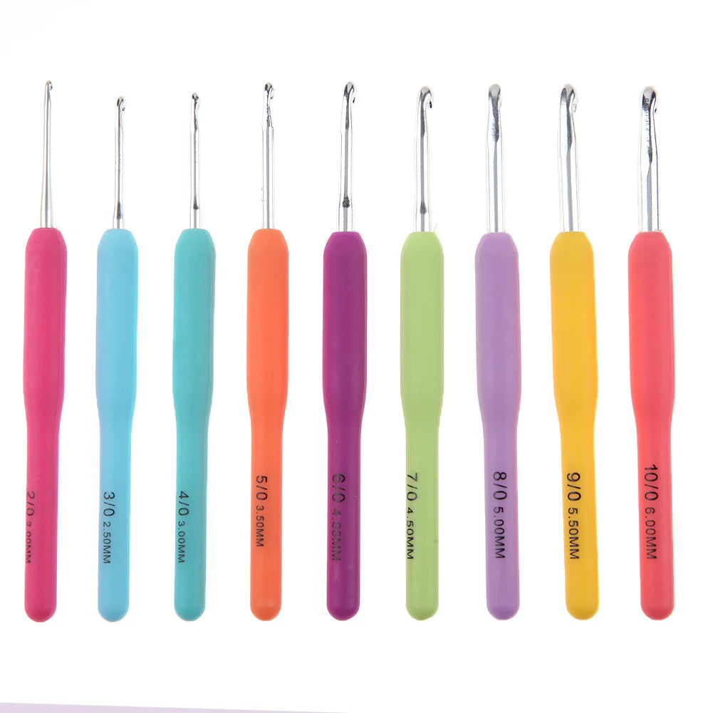 Crochet Hook Kit with Storage Bag Soft Handle Aluminum Needles
