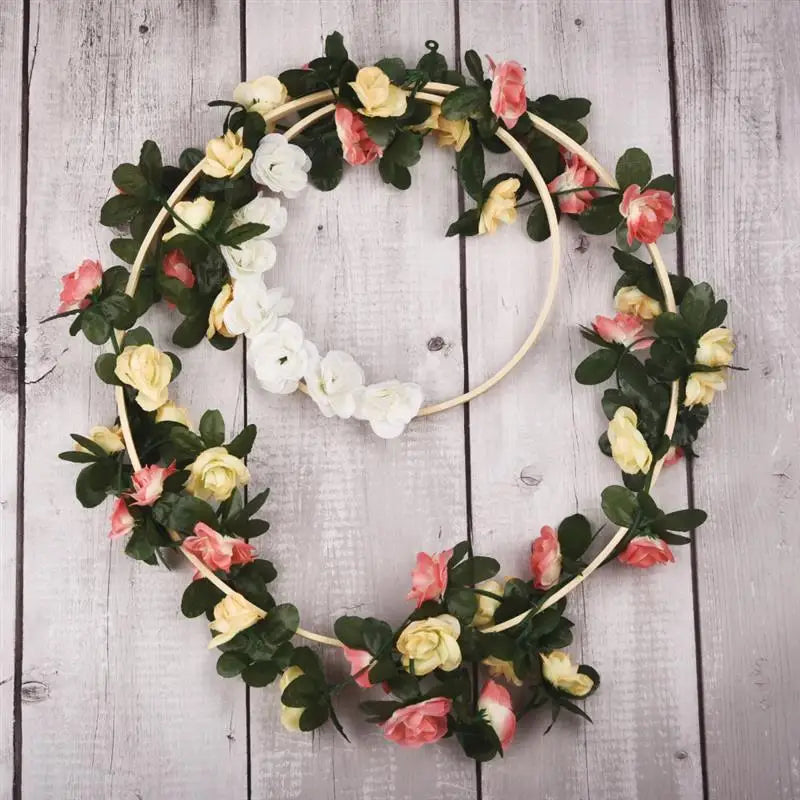 Wooden Bamboo Floral Hoop Ring – DIY Wreath & Dream Catcher Frame