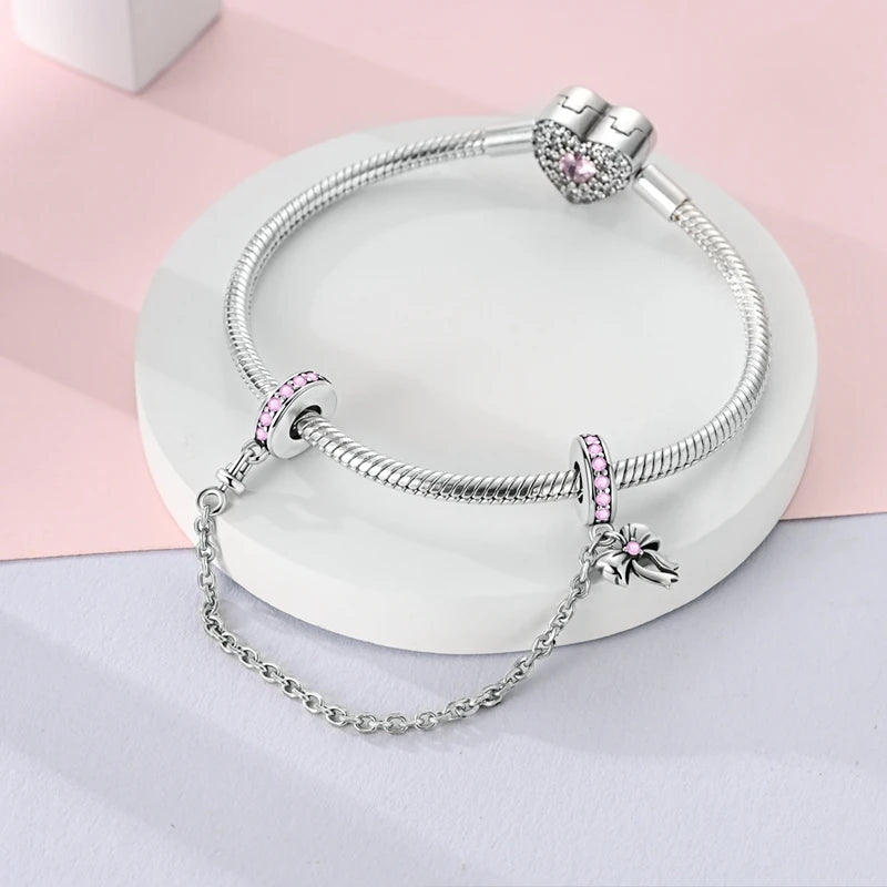 925 Sterling Silver Pink Ballet Girl Pendant – DIY Jewelry Charm for Bracelet & Necklace