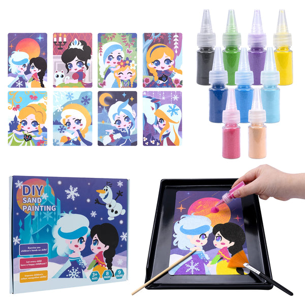 Sand Art Kit – 12 Princess Sand Painting Cards, 14 Colors