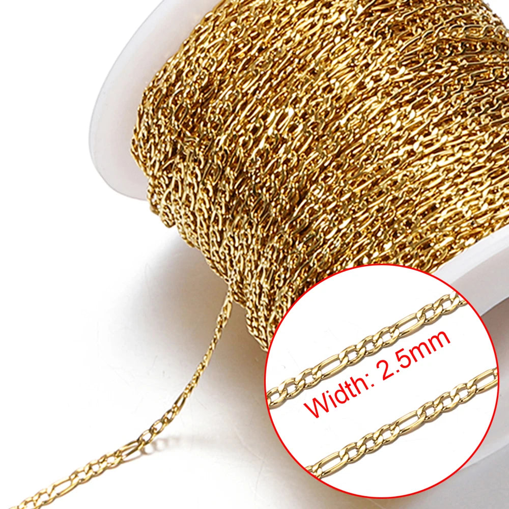 No Fade Stainless Steel Chain – 2M Gold Chain for DIY Jewelry Making