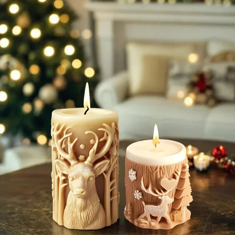 3D Reindeer & Santa Silicone Candle Mold – Christmas Resin Mold