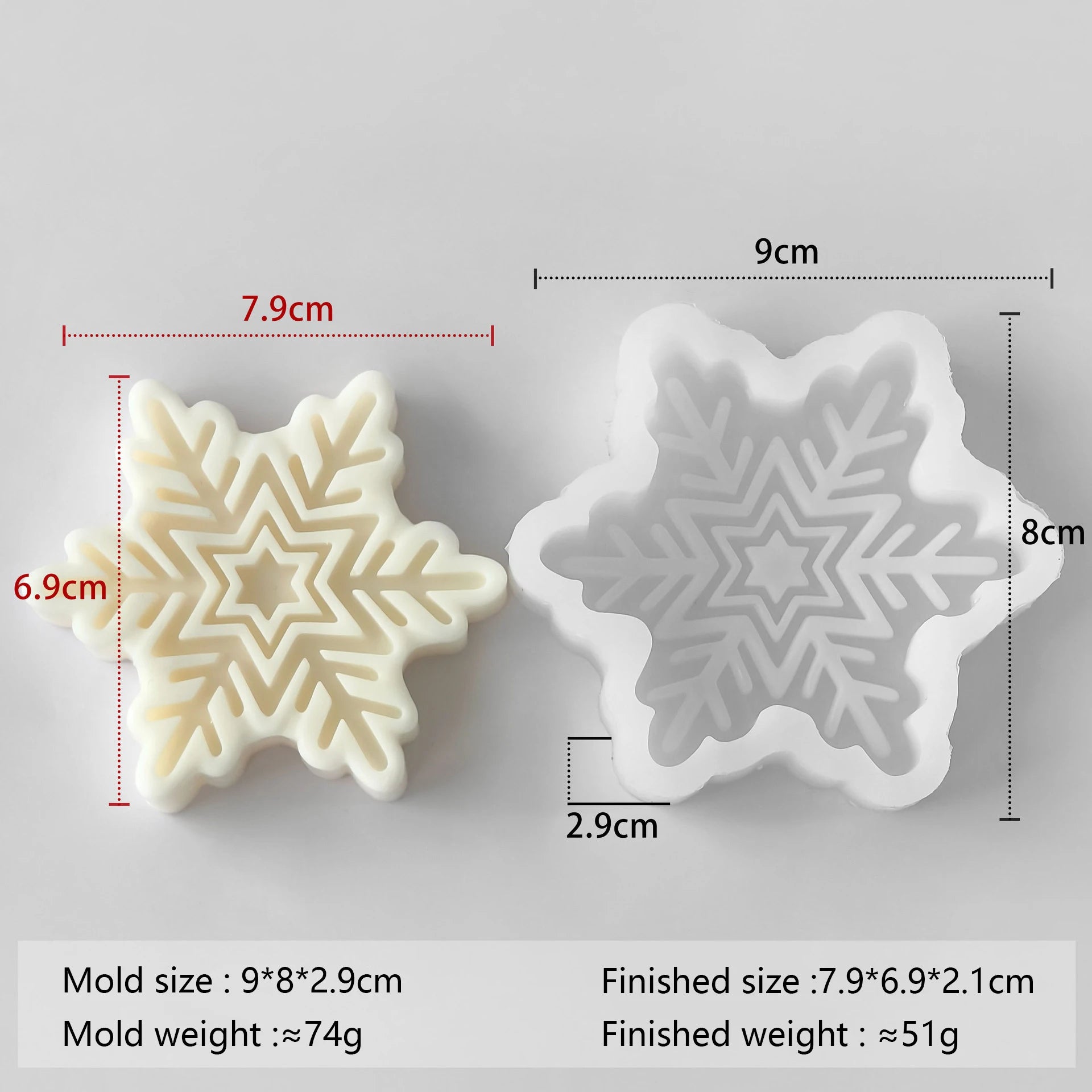 ❄️ Snowflake Candle Silicone Mold – DIY Christmas Soap, Wax Melt, Aroma Stone & Handmade Holiday Decor Gift