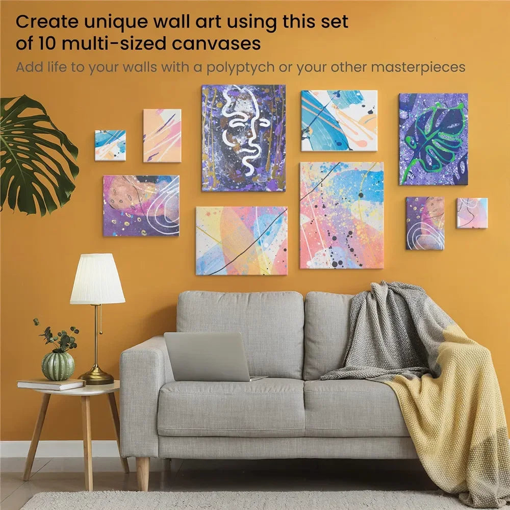 🎨 4-Pack White Blank Square Artist Canvas Boards – Cotton Panels for Acrylic, Oil & Watercolor Painting