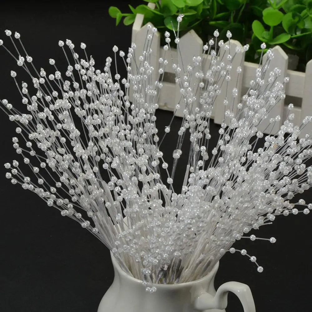 Pearl Bead Sticks – 10PCS Handmade Flower Stems for Bridal Bouquets & Wedding Décor