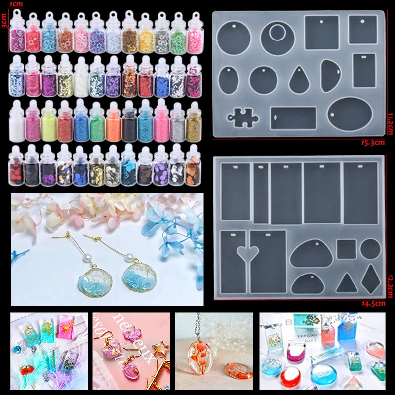 16-Style Epoxy Resin Mold Kit – Silicone Jewelry Casting Set for DIY Earrings