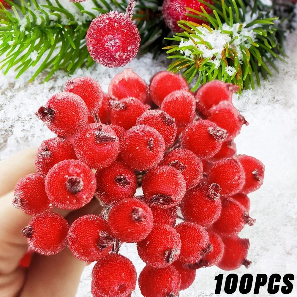 Frosted Holly Berries – Mini Artificial Christmas Berry Bouquet for DIY Wreaths & Décor