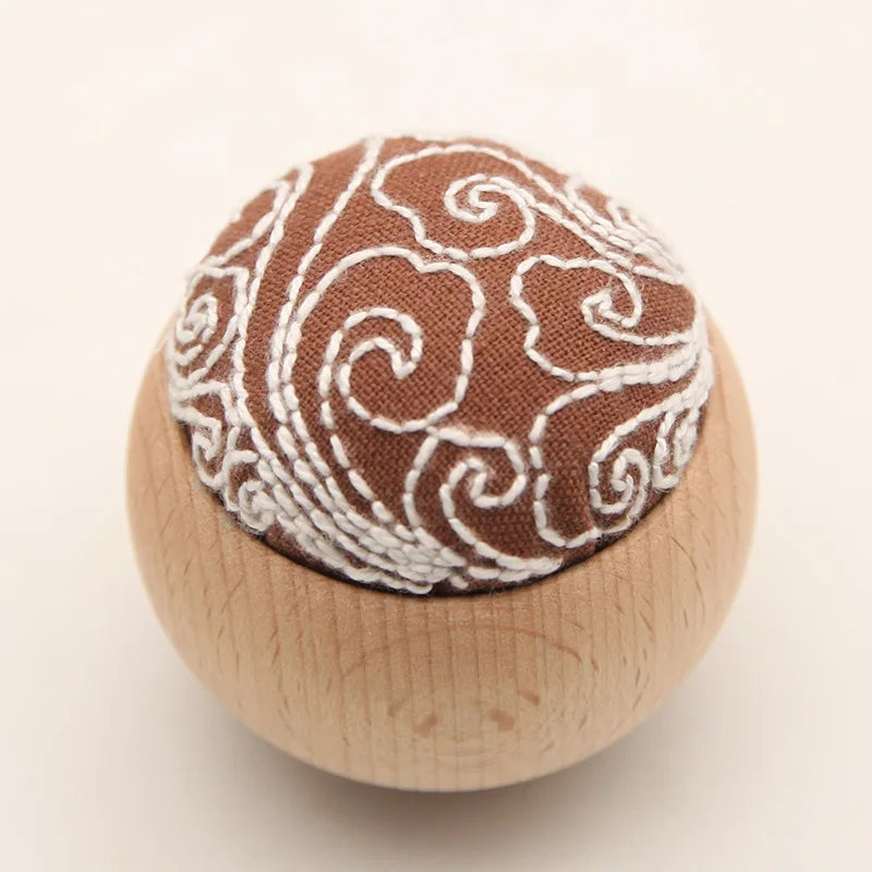 DIY Sashiko Pin Cushion with Wooden Base