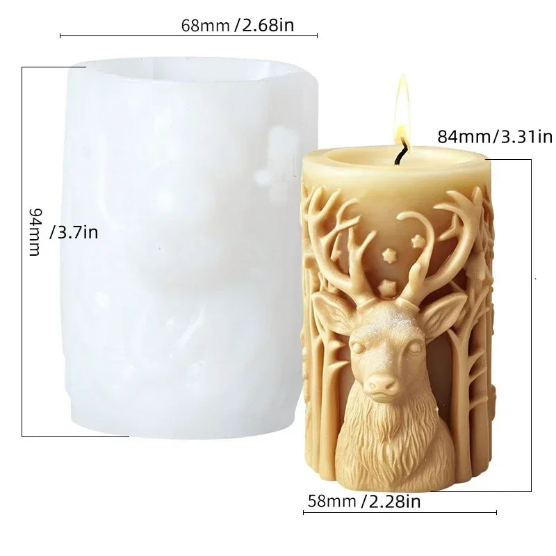3D Reindeer & Santa Silicone Candle Mold – Christmas Resin Mold