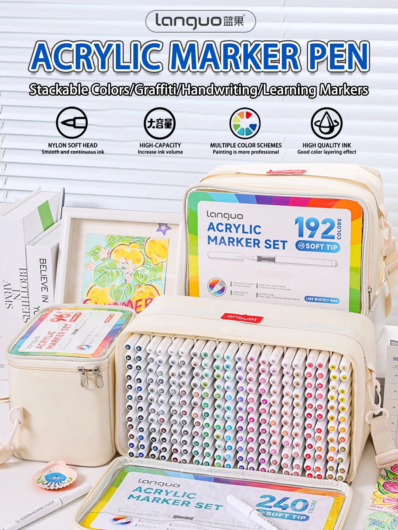 Acrylic Marker Pen Set – 9PCS Soft Brush DIY Paint Art Markers for Students