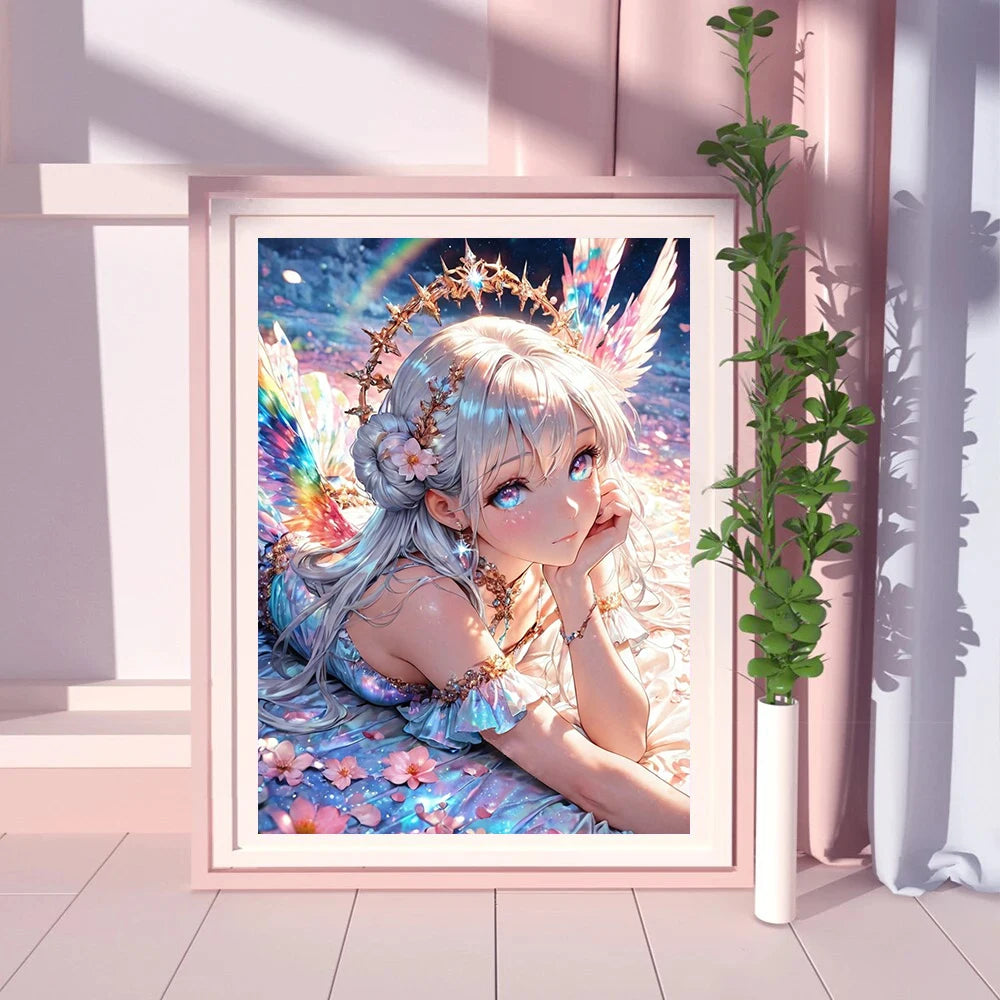 Anime Girl Diamond Painting Kit – AB Rhinestone Mosaic Embroidery Art DIY Craft