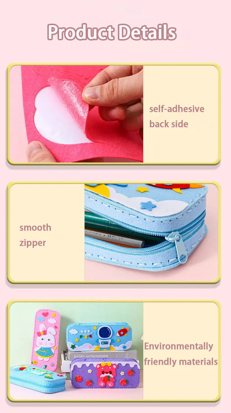 DIY Sewing Stationery Bag Kit – Non-Woven Craft Set for Kids