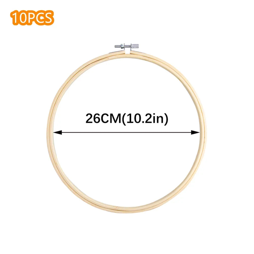 10pcs Bamboo Embroidery Hoops Frame Set