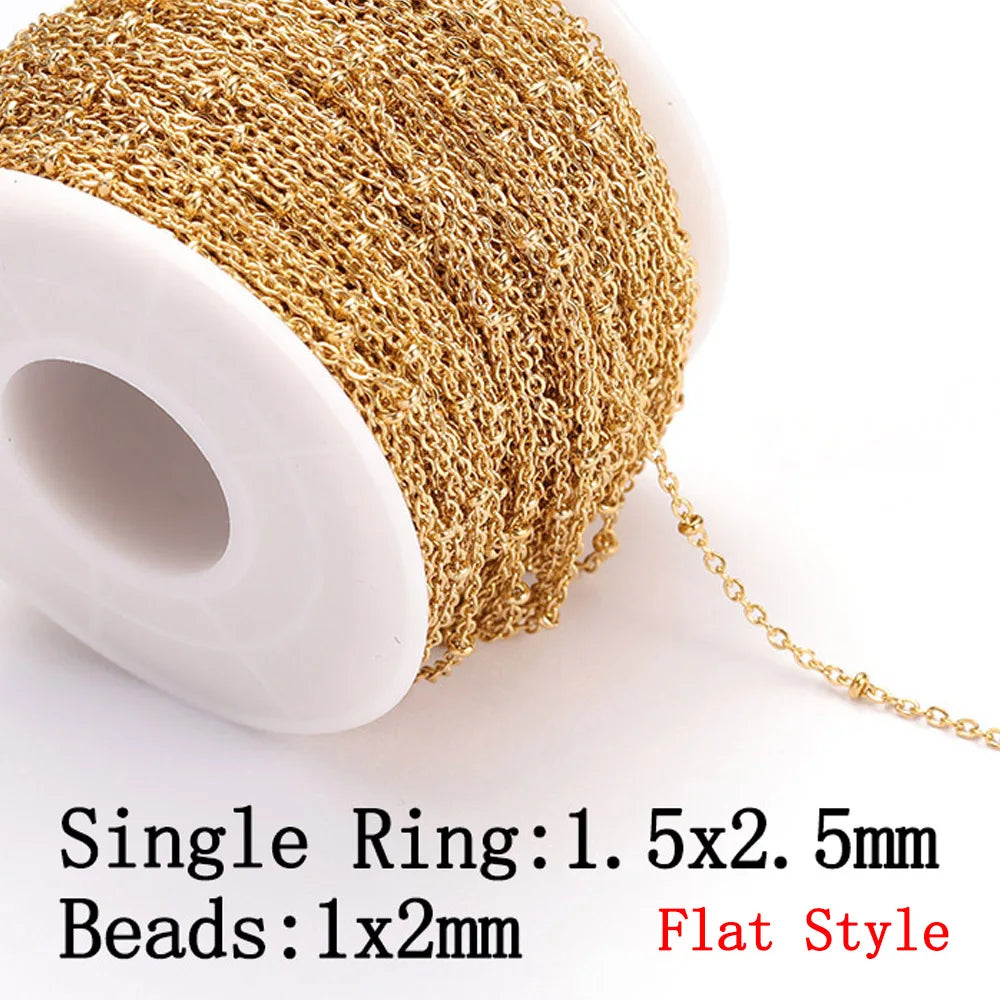 No Fade Stainless Steel Chain – 2M Gold Chain for DIY Jewelry Making