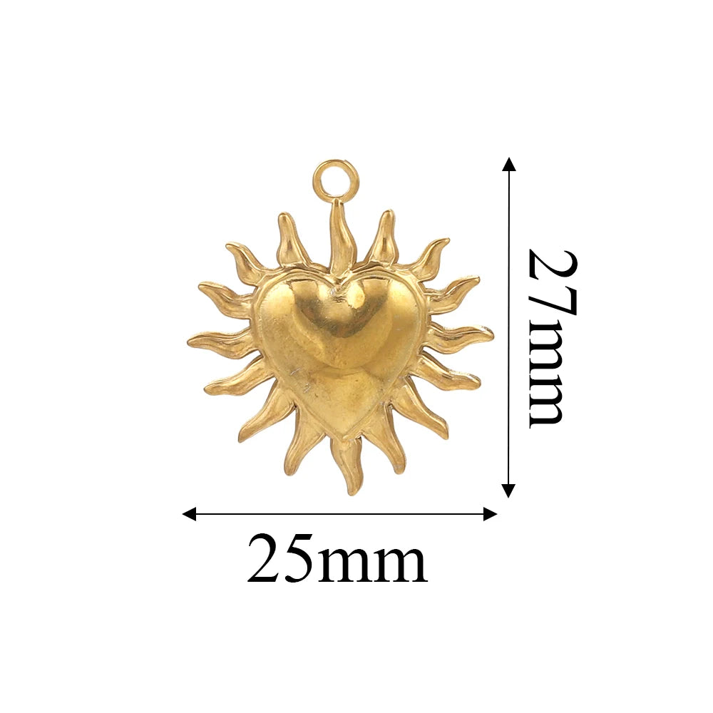 5PCS Gold Stainless Steel Charms – DIY Jewelry Pendants & Accessories