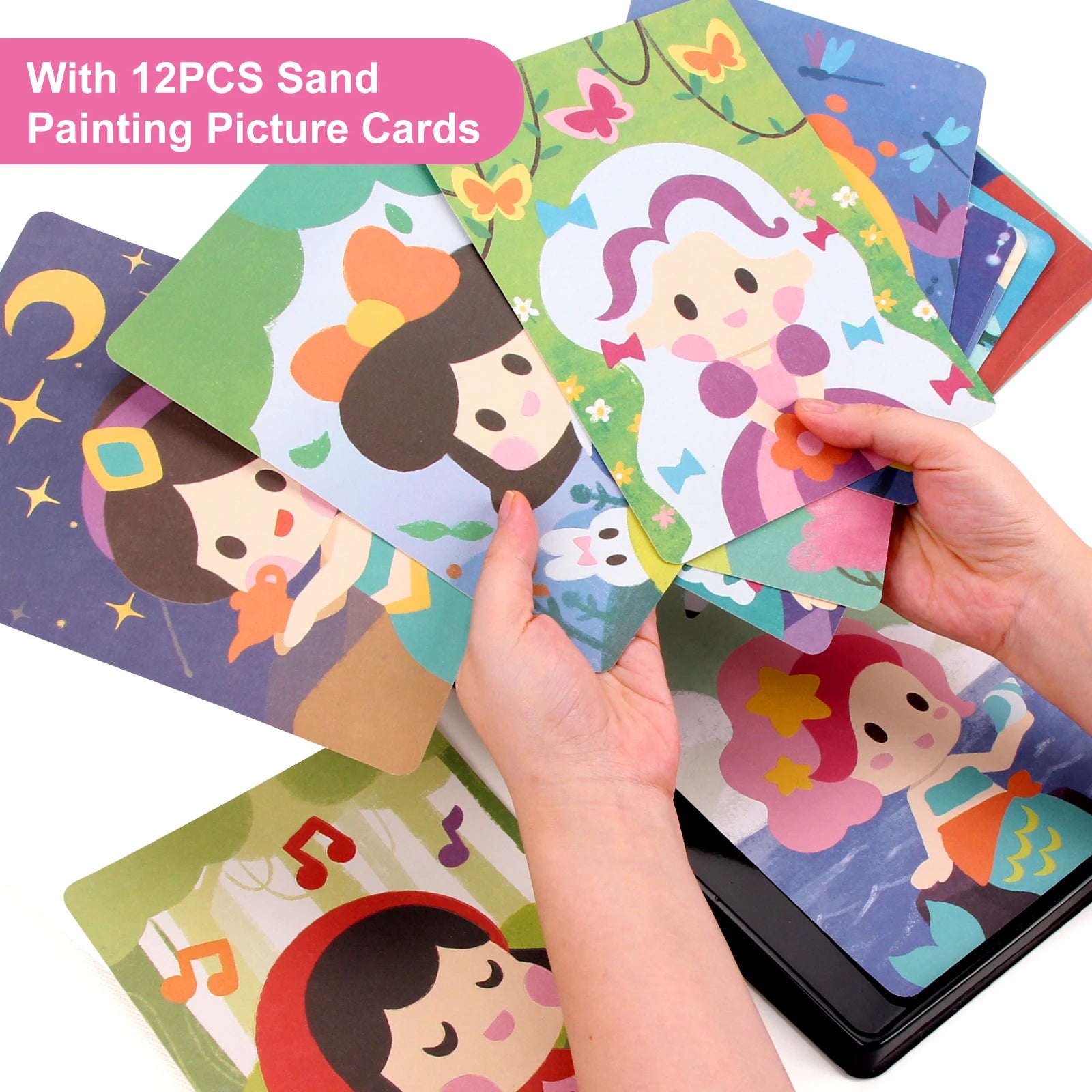 Sand Art Kit – 12 Princess Sand Painting Cards, 14 Colors