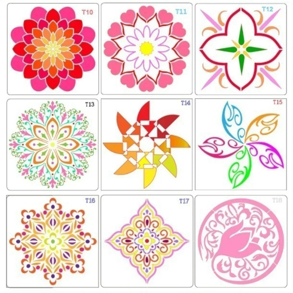 STONEGO 36 Mandala Templates Creative Wall Painting Cabinet Painting Mandala Template Diy Skeleton Template