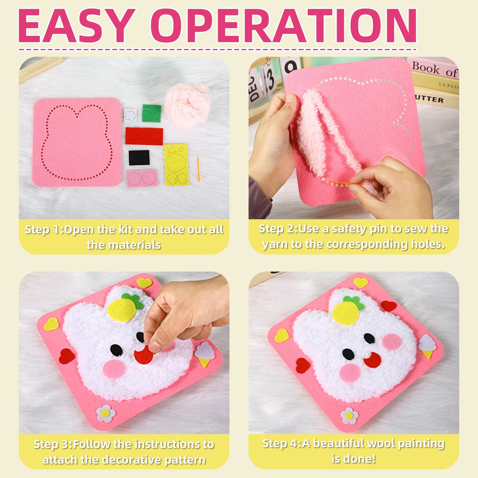 Beginner Kids Sewing Kit – DIY Embroidery & Felt Animal Dolls