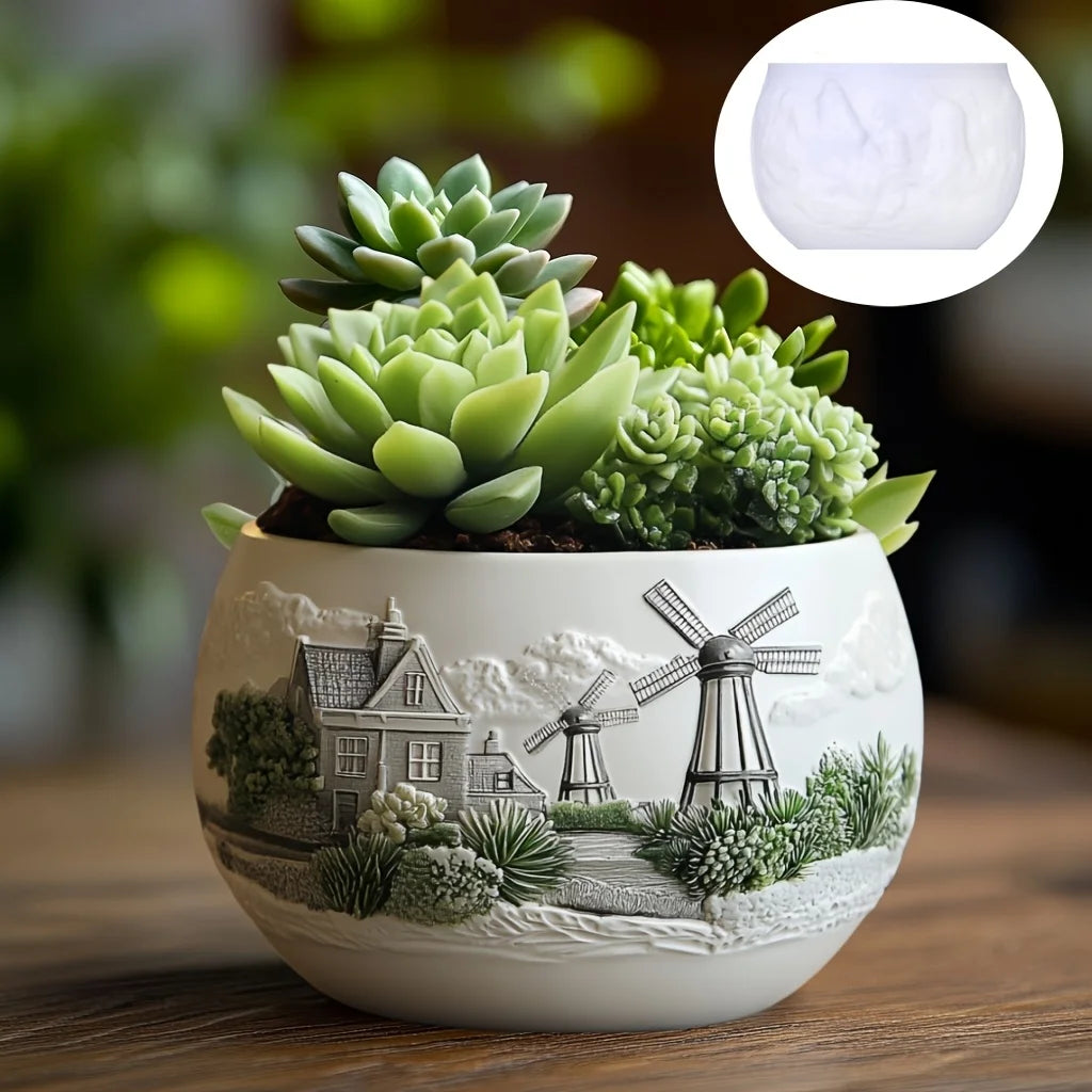 Mountain Landscape Silicone Mold – DIY Resin Planter, Trinket Box & Candle Cup