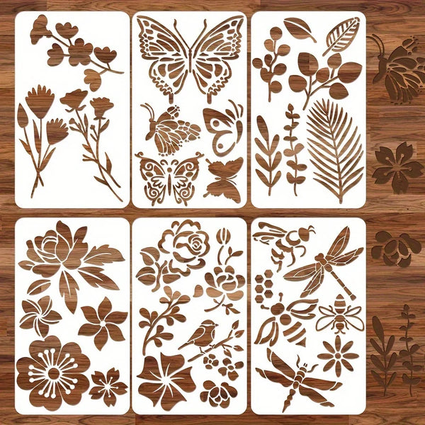 Butterfly Flower Leaf Stencil Set – 6pcs