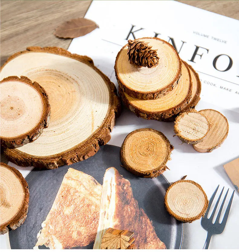 DIY Pine Wood Log Chips – Natural Round Wood Slices for Crafts