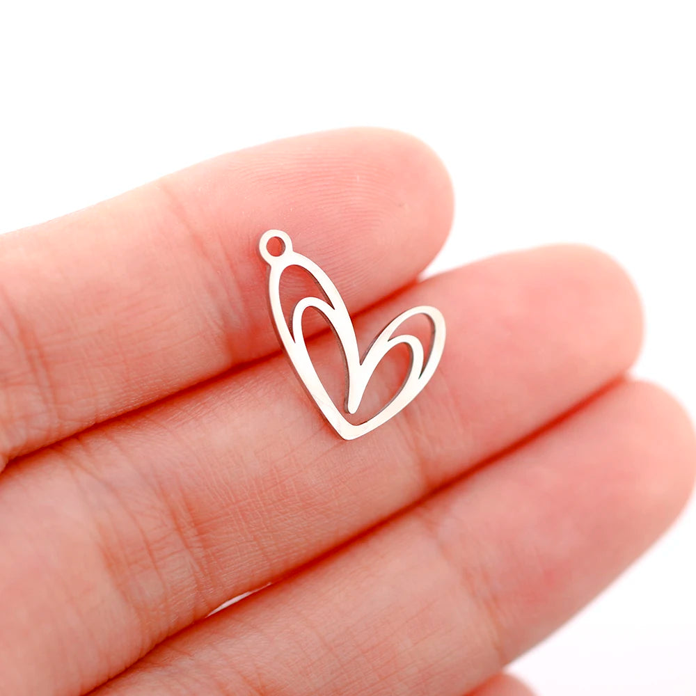 Mixed Animal Charms Set – Stainless Steel Bee, Butterfly, Owl & Heart Pendants (5PCS)