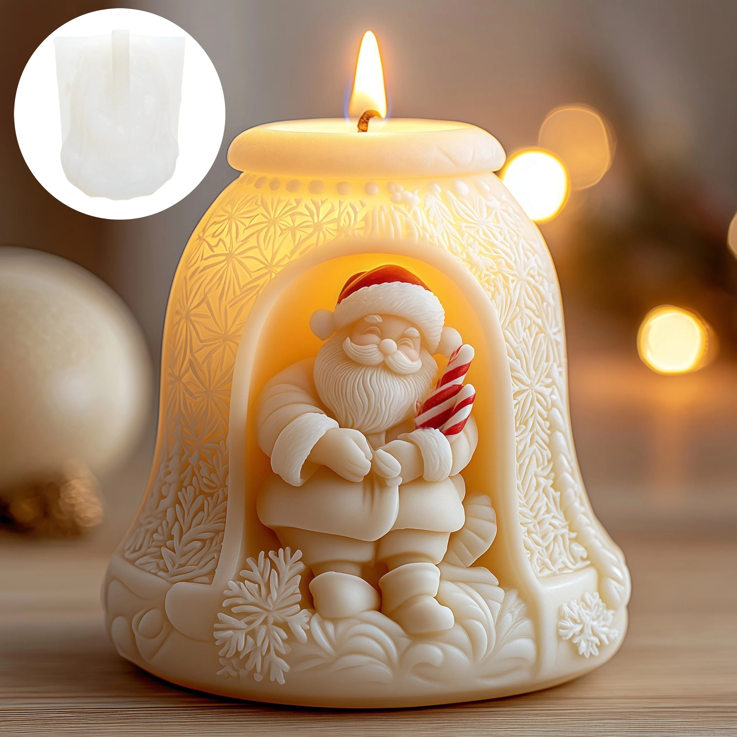 3D Reindeer & Santa Silicone Candle Mold – Christmas Resin Mold