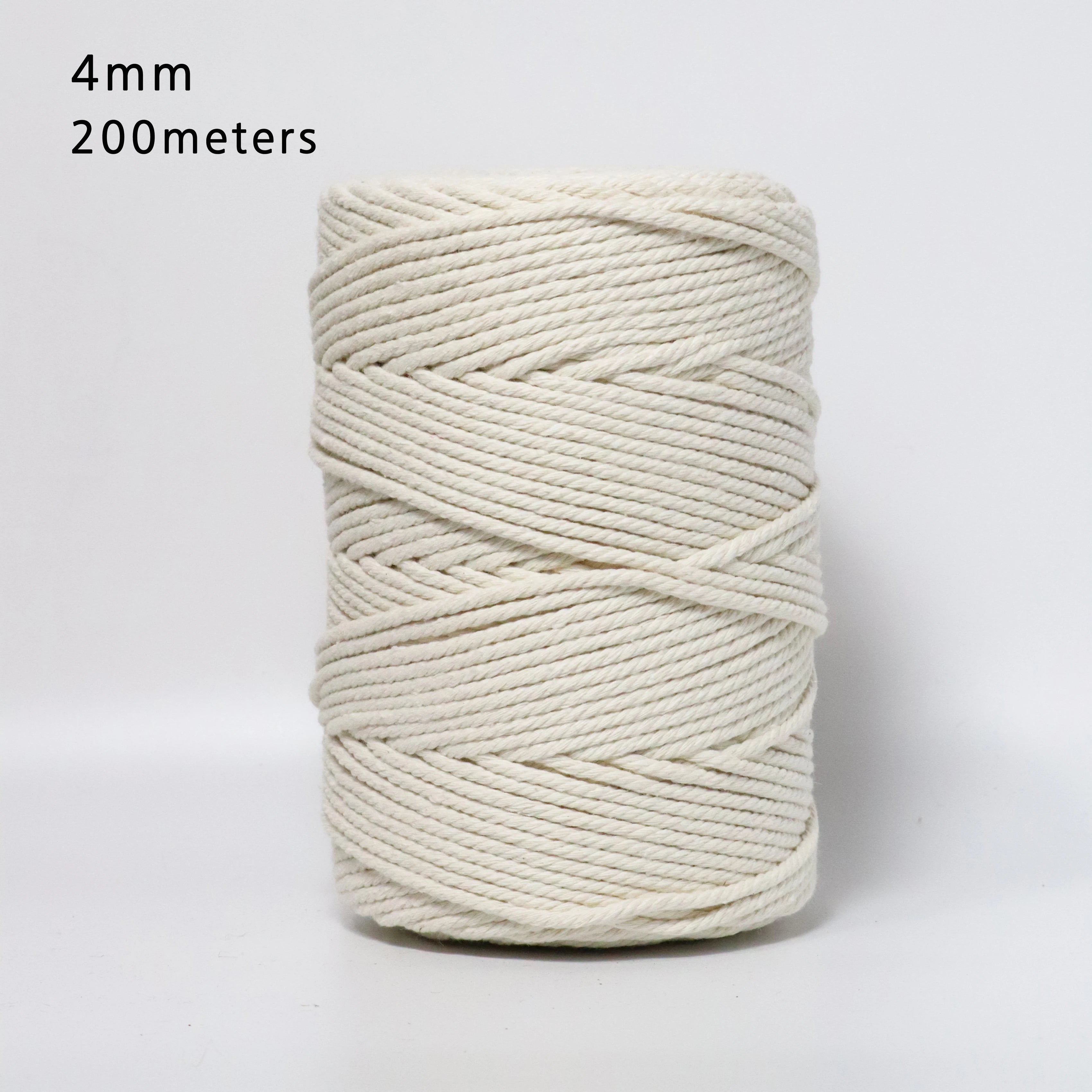 100% Natural Cotton Macrame Cord 4mm – Craft Rope for DIY, Knitting & Décor (Beige)
