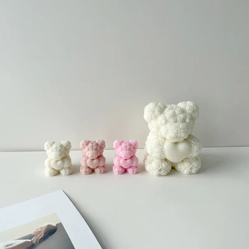 Rose Bear 3D Candle Silicone Mold