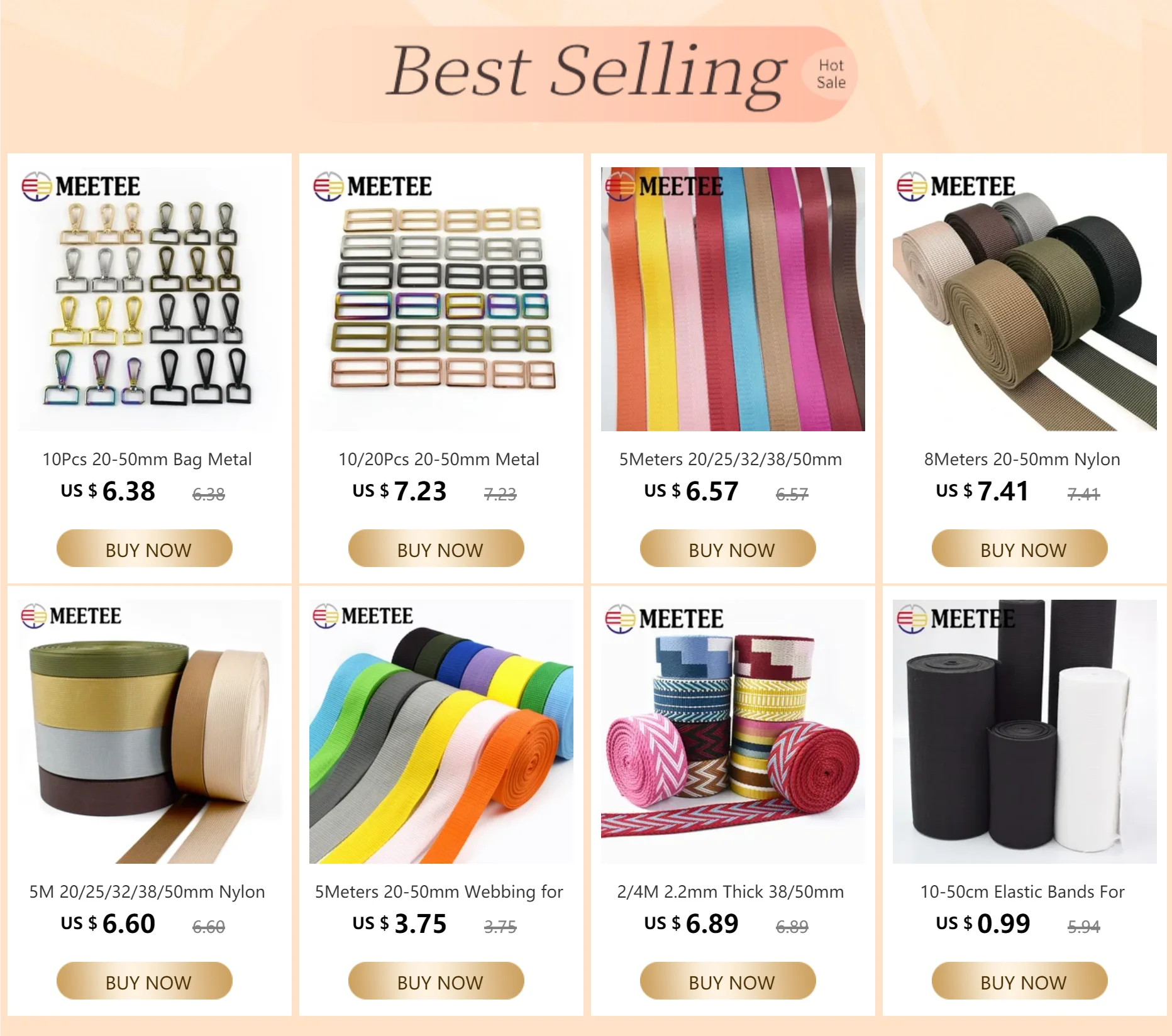 4M Cotton Webbing Tape – 1.3mm Thick Strap for Bags, Belts & DIY Sewing (20–50mm)