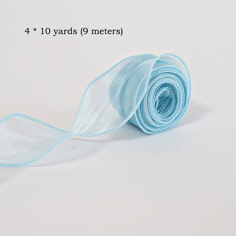 Chiffon Silk Ribbon Roll – Organza Satin (10 Yards, for Crafts & Decoration)
