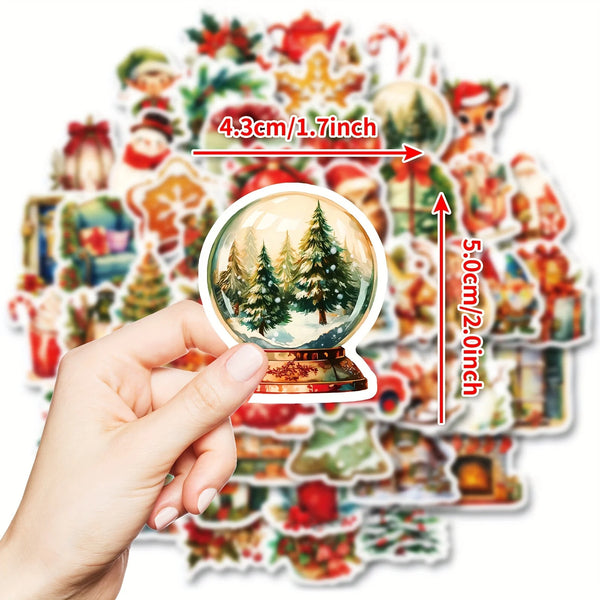 50pcs Christmas Vinyl Sticker Pack – Holiday Waterproof Decals