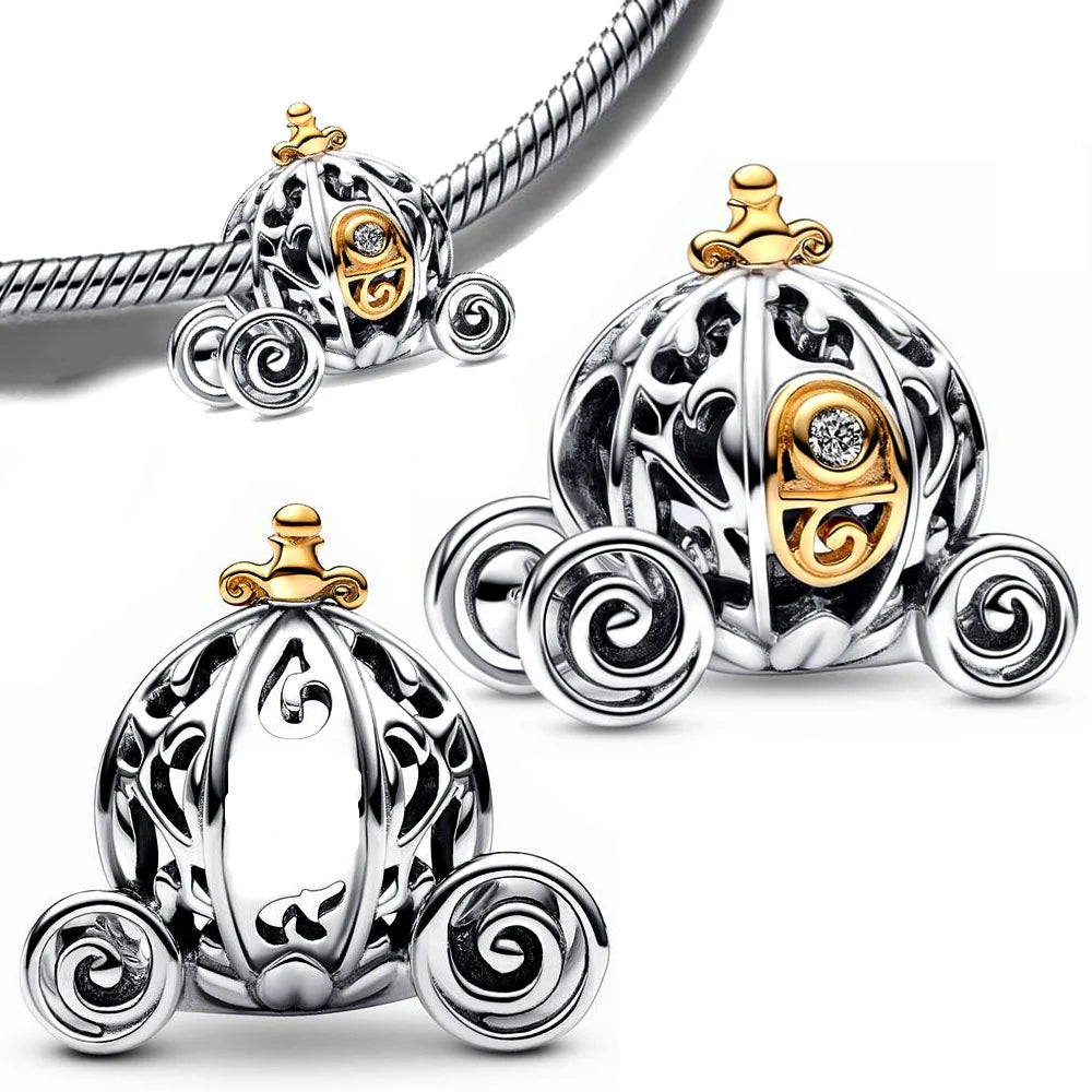 Cinderella Carriage Charm – Silver Plated 925 Pendant for Bracelet DIY