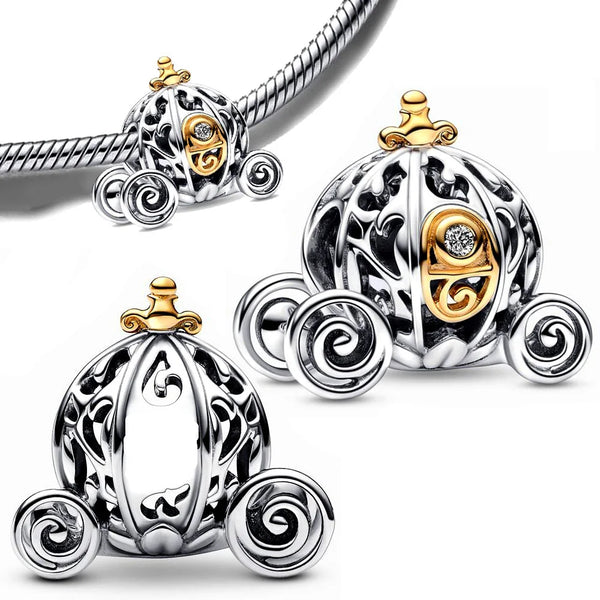 Cinderella Carriage Charm – Silver Plated 925 Pendant for Bracelet DIY
