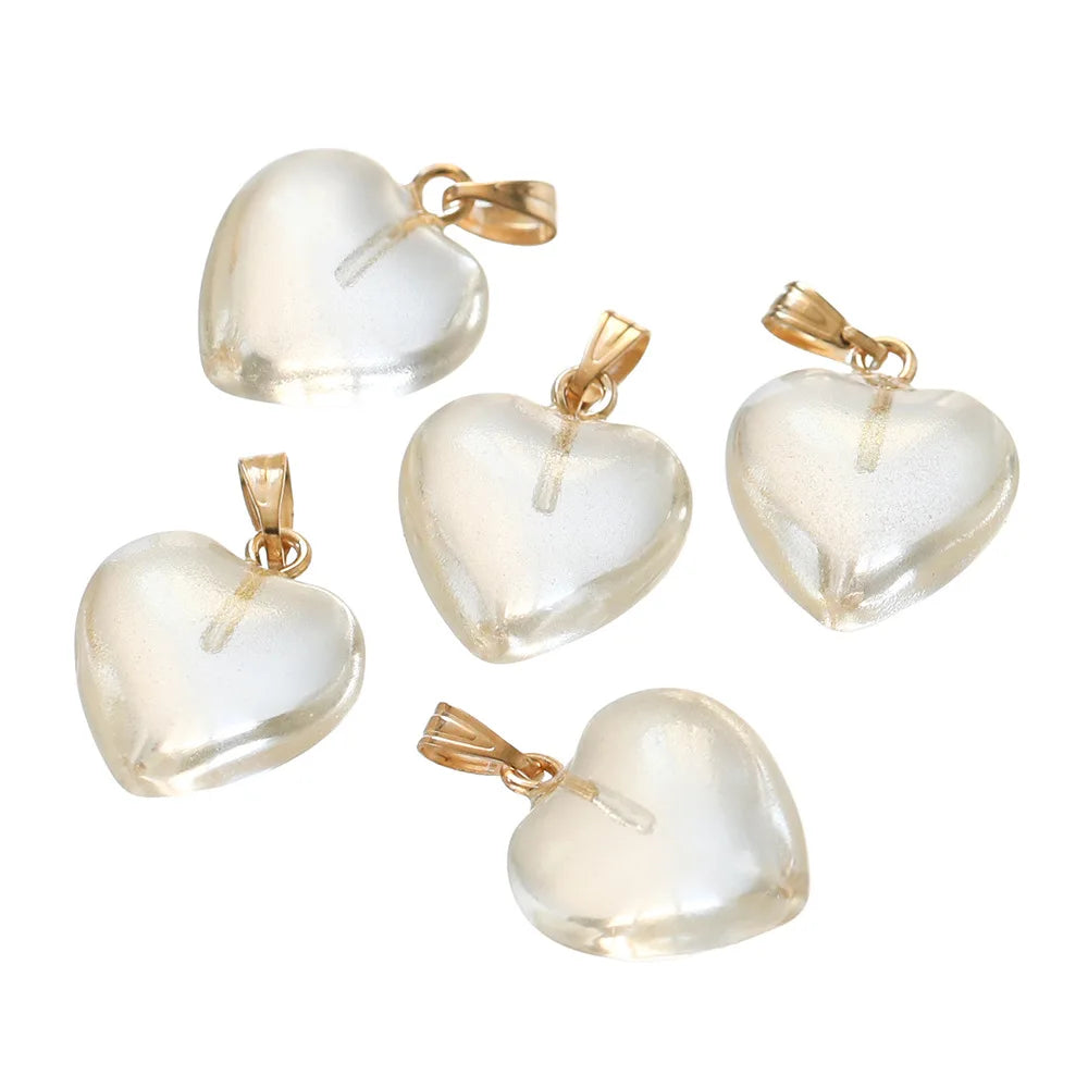 Lampwork Heart Glass Bead Charms (10pcs)