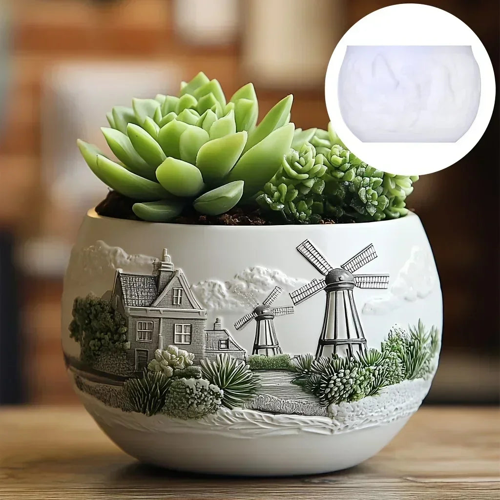 Mountain Landscape Silicone Mold – DIY Resin Planter, Trinket Box & Candle Cup