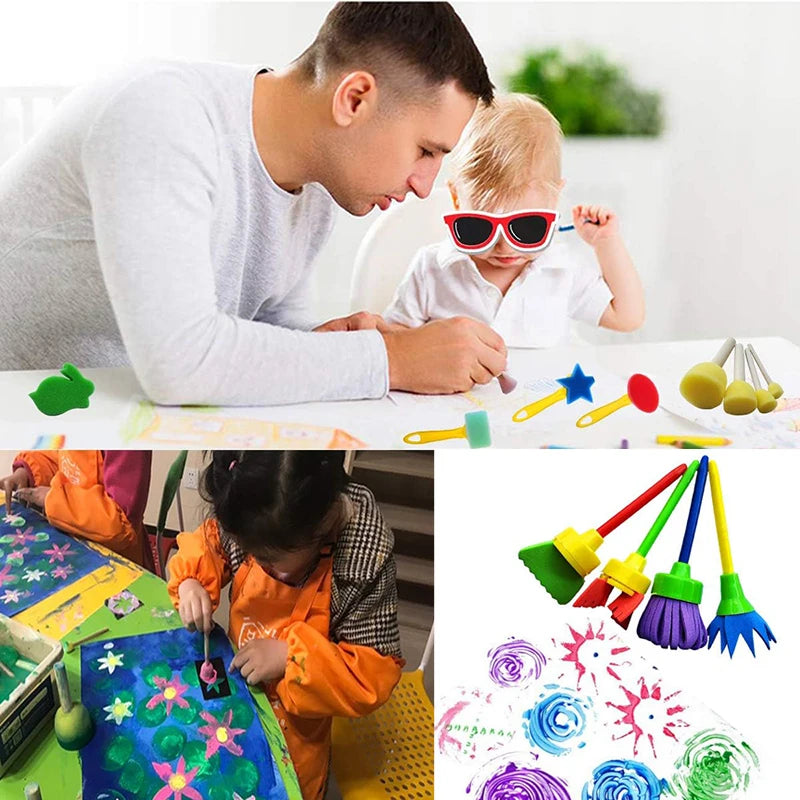 Painting Sponge Brush Set – Kids’ Art Tools for DIY Crafts & Drawing