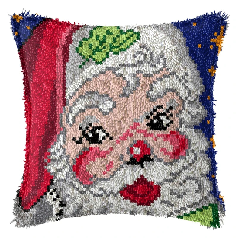 Snowman & Elk Latch Hook Kit – DIY Crochet Rug & Cushion Embroidery Set