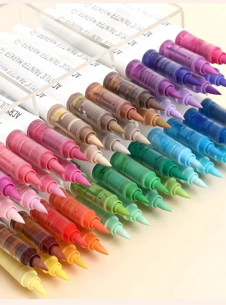 Acrylic Marker Pen Set – 9PCS Soft Brush DIY Paint Art Markers for Students