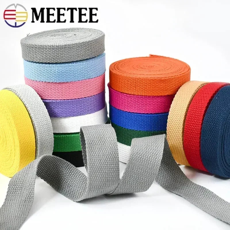 4M Cotton Webbing Tape – 1.3mm Thick Strap for Bags, Belts & DIY Sewing (20–50mm)