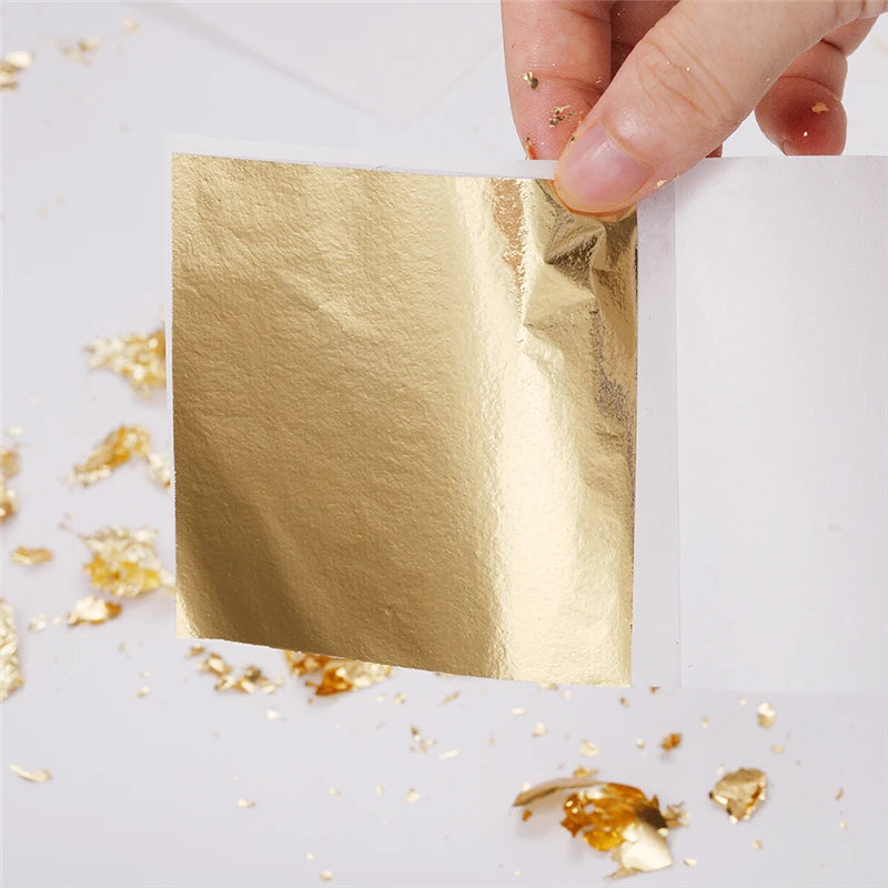 Aomily 100 Sheets 9x9cm Gold Leaf – Gilding for Crafts & Furniture