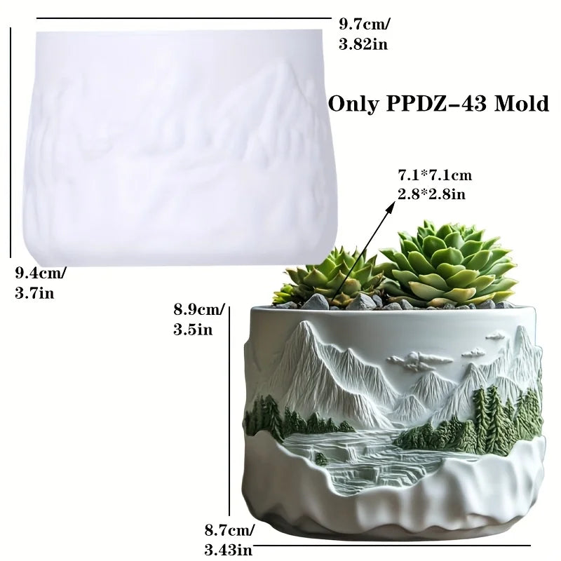 Mountain Landscape Silicone Mold – DIY Resin Planter, Trinket Box & Candle Cup