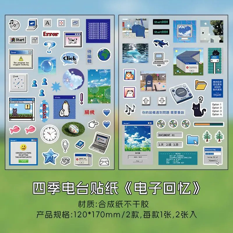 Retro Japanese Cartoon Stickers – 2-Sheet Lucky Clover Anime Kawaii Set