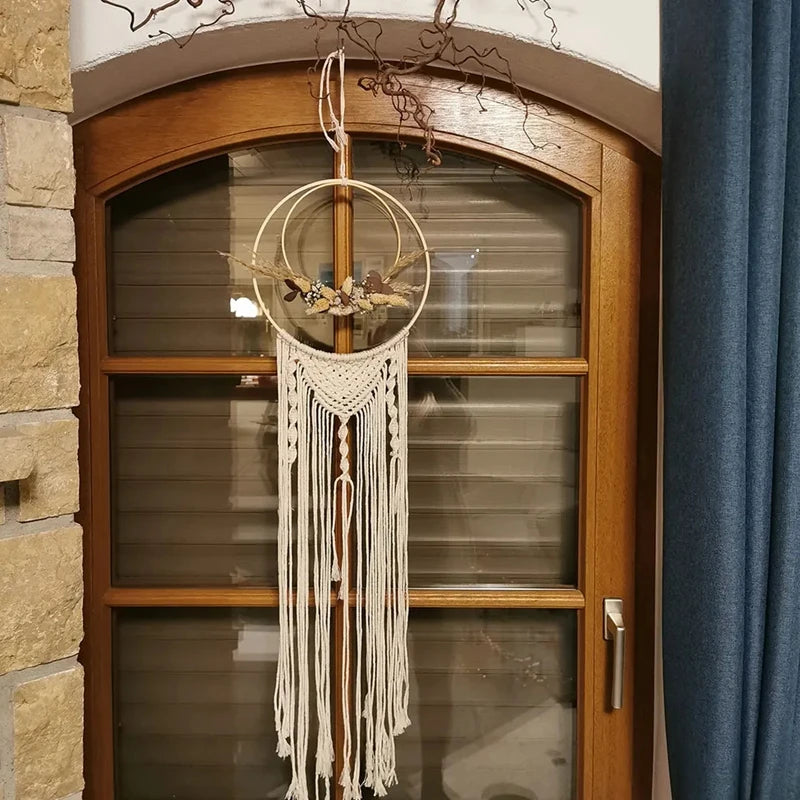 5PCS Wooden Bamboo Hoops – Round Rings for DIY Crafts & Home Décor