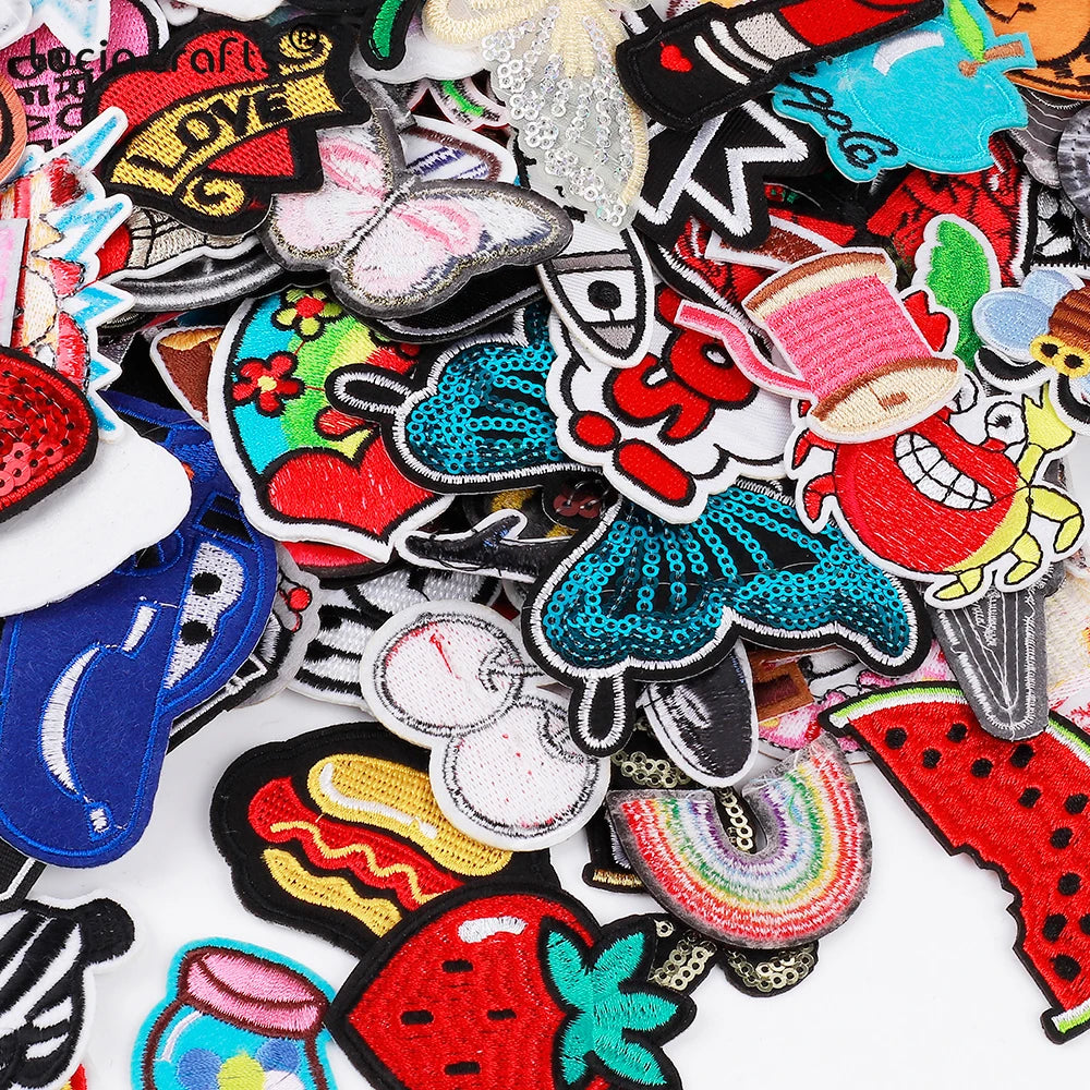 Random Mix Embroidered Iron-On Patches – DIY Clothing & Jeans Applique