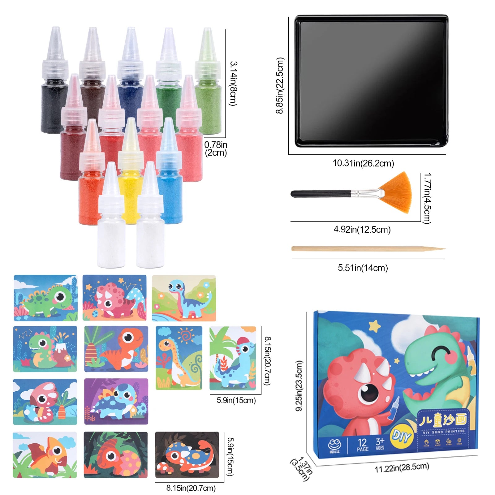 Sand Art Kit – 12 Princess Sand Painting Cards, 14 Colors