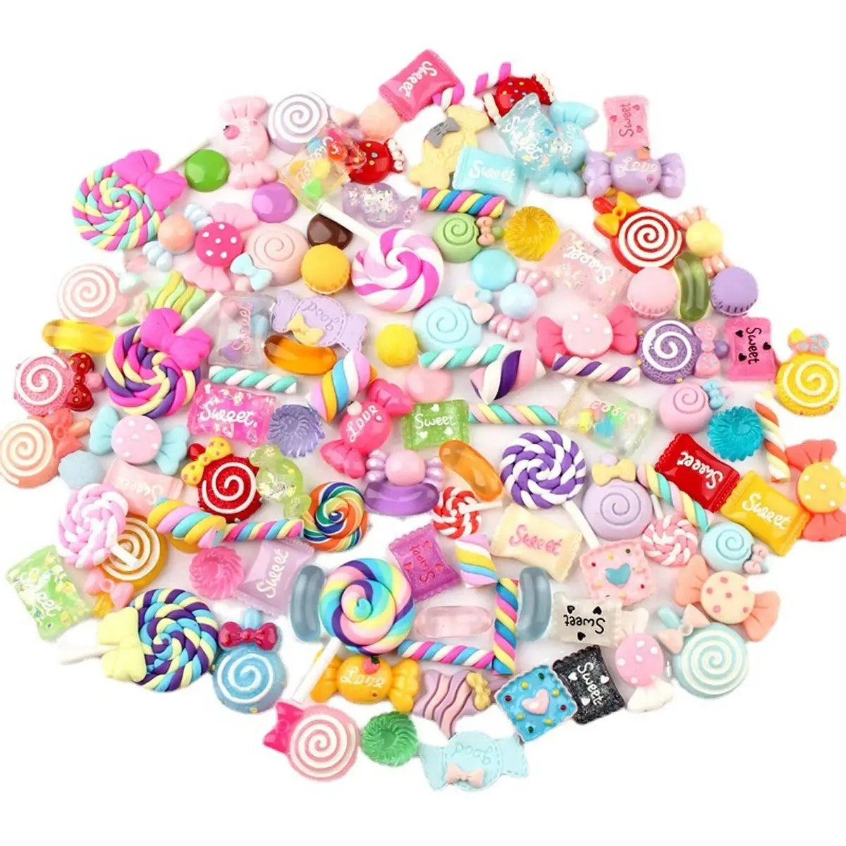 30pcs Candy Resin Slime Charms – Cute Mixed Flatback Sweets for DIY Crafts